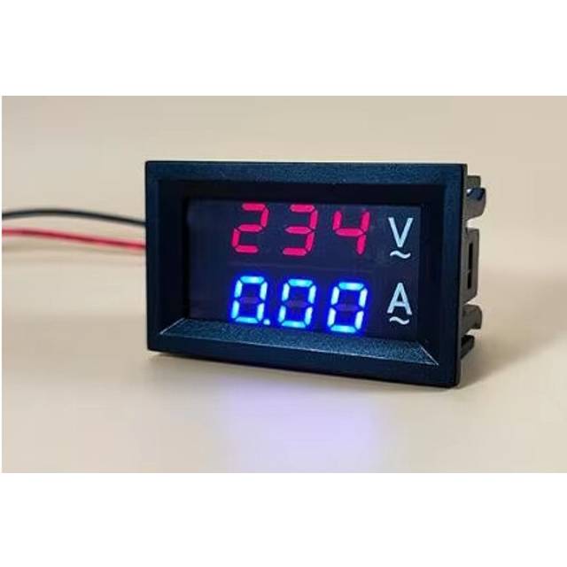 (Red-Blue) Digital Voltmeter Ammeter DC 100V 10A Amp Voltage Current Meter Tester 0.28 Inch Dual LED Display Panel with Connect Wires