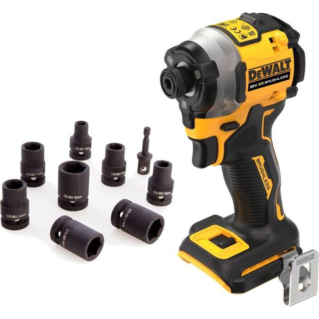 DCF850N 18v xr Brushless Compact Impact Driver Bare + 9pc Socket Wrench - Dewalt