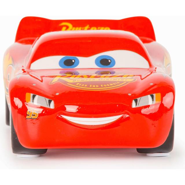 Disney Pixar Cars Lighting McQueen Ceramic Piggy Bank - Kids Room Decor & Racecar Coin Bank - Children's Learning Resource