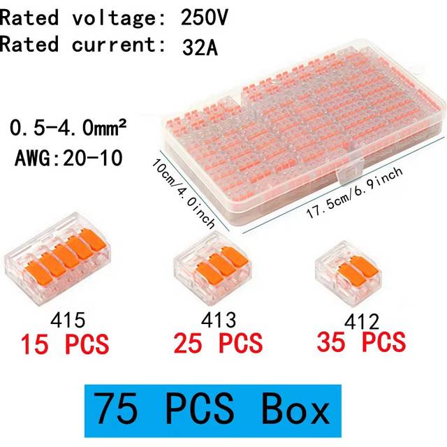 (75pcs Box) 10-75 Pcs Orange Universal Type Quick Plug-in Terminals,Electrical Equipment Connectors,Wire Connector Terminals,250V/32A