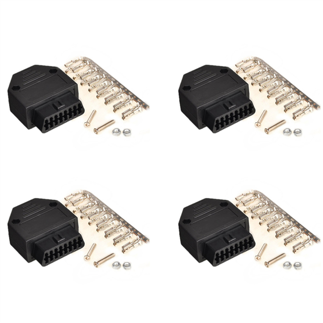 4X OBD2 OBD II 16 Pin Connector Socket Diagnostic Tool Adapter + Enclosures Terminal Screws