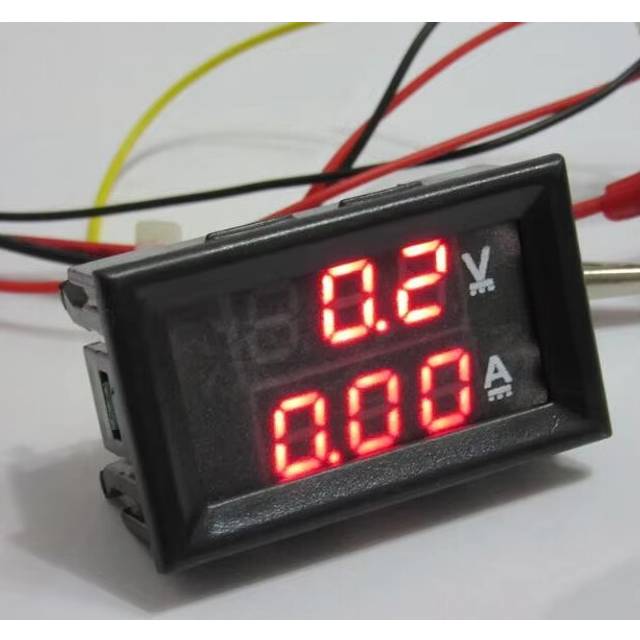 (Red-Red) Digital Voltmeter Ammeter DC 100V 10A Amp Voltage Current Meter Tester 0.28 Inch Dual LED Display Panel with Connect Wires