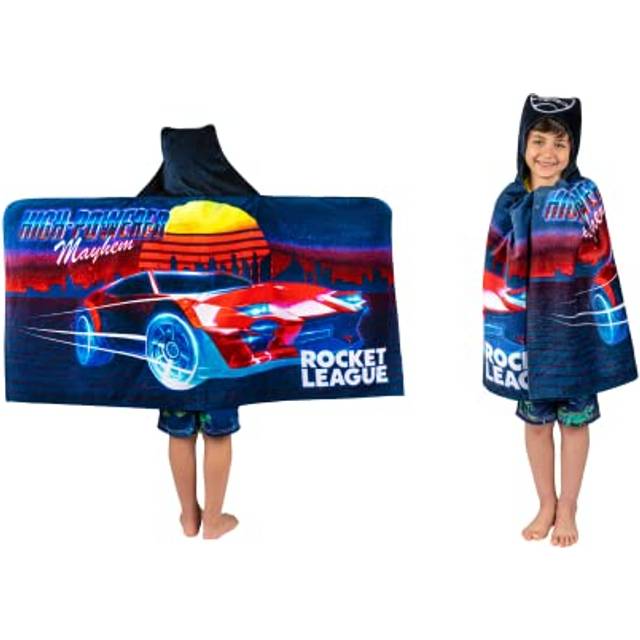 Rocket League Kids Bath/Pool/Beach Soft Cotton Terry Hooded Towel Wrap  24 in x 50 in  By Franco