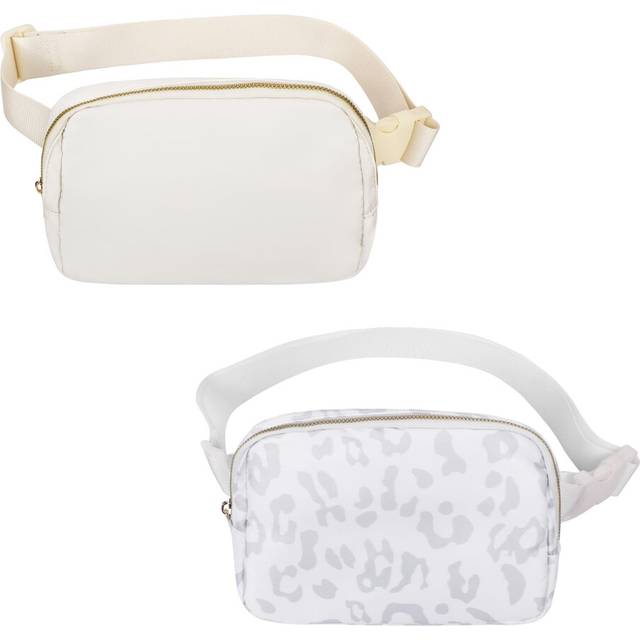 VOROLO Fanny Pack Christmas Gift For Women And Men Crossbody Bag Belt Bag Bum Bag with Adjustable Strap for SportsOff White+Leopard White