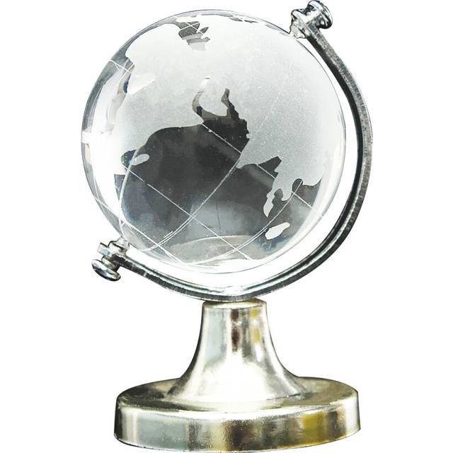 JJBRDZ Crystal Glass Frosted World Globe Stand Paperweight Home Decorate
