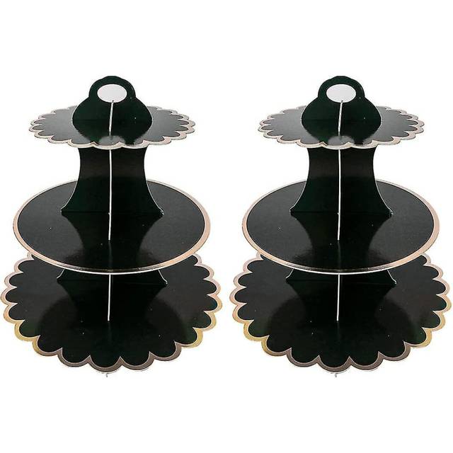2 Pack Cardboard Cake Stand, 3 Tier Paper Cupcake Stand Dessert Pastry Tower Round Cake Stands For