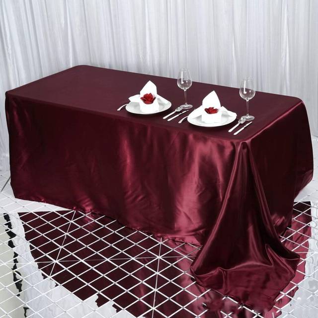 BalsaCircle 90x132 inch Burgundy Satin Rectangle Tablecloth Table Cover Linens Wedding Table Cloth Party Reception Events Kitche