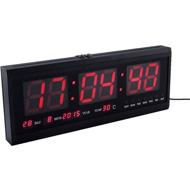 18.9'' Large Led Calendar Wall Clock With Date Indoor Temperature For Livin