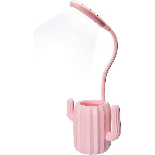 Cactus Table Lamp Creative Pen Holder Night Light Adjustable Brightness Touch Led Reading Table Lamp With Pen Holder Desk Decoration Kids Use-pink