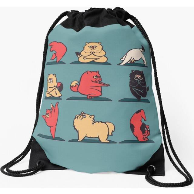 Drawstring Bag Cat Yoga Sport Gym Shoe Backpack