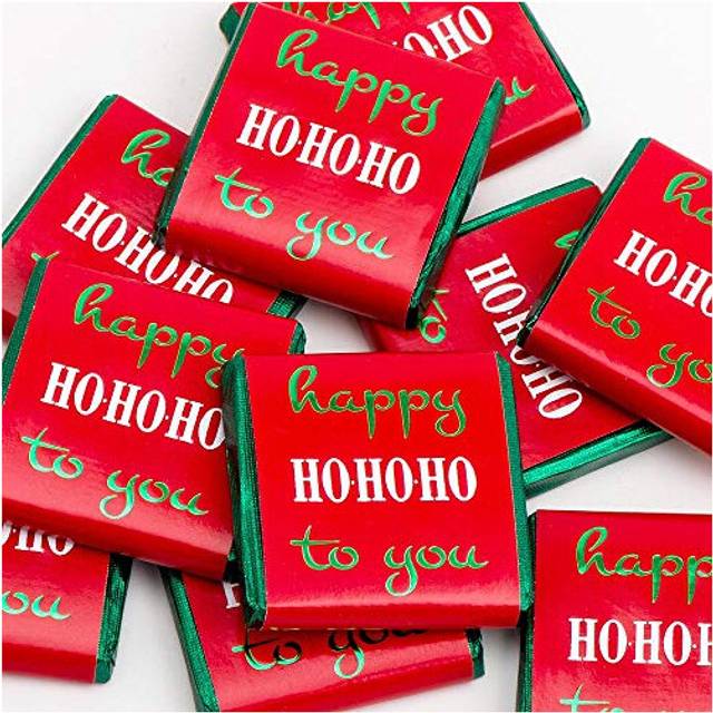 Happy Ho Ho Ho Christmas Chocolate Neapolitans Red and Green (25 Chocolates)