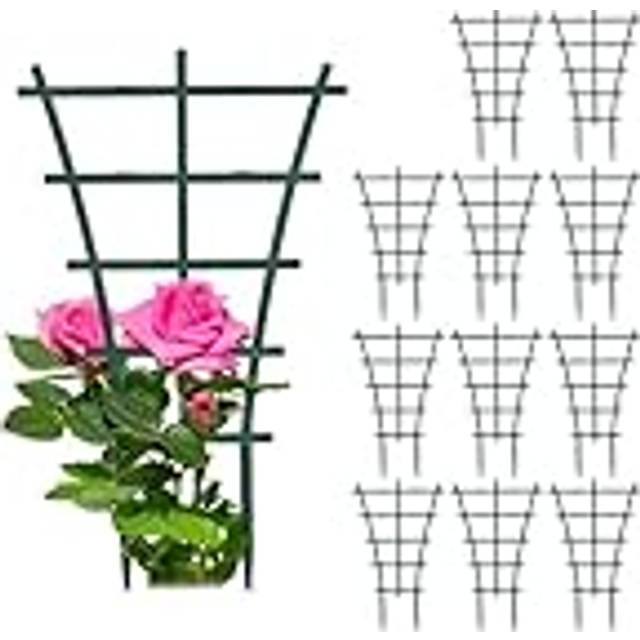 Relaxdays - Set 12x Plant Support, Climbing Aid for Plants & Flowers, Plastic, Trellis, Stakes, hwd: 25 x 15 x 1 cm, Green