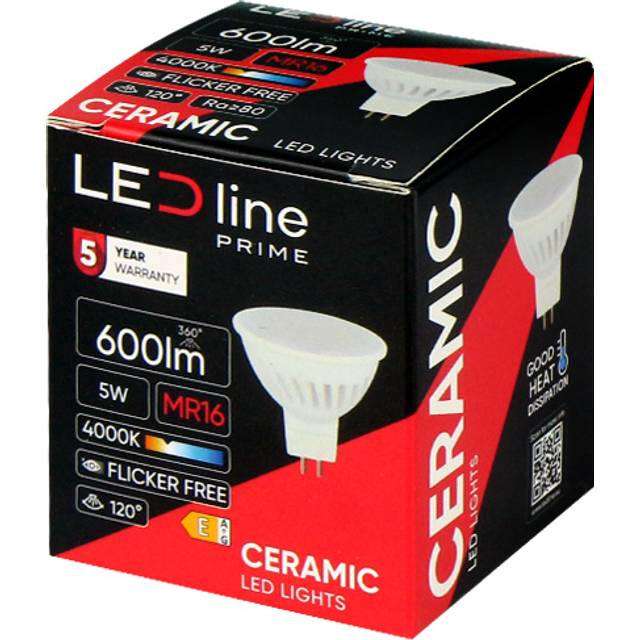 5x Led Bulbs Mr16 (gu5.3) 12v 5w 600lm Neutral White 4000k, Led Line Prime