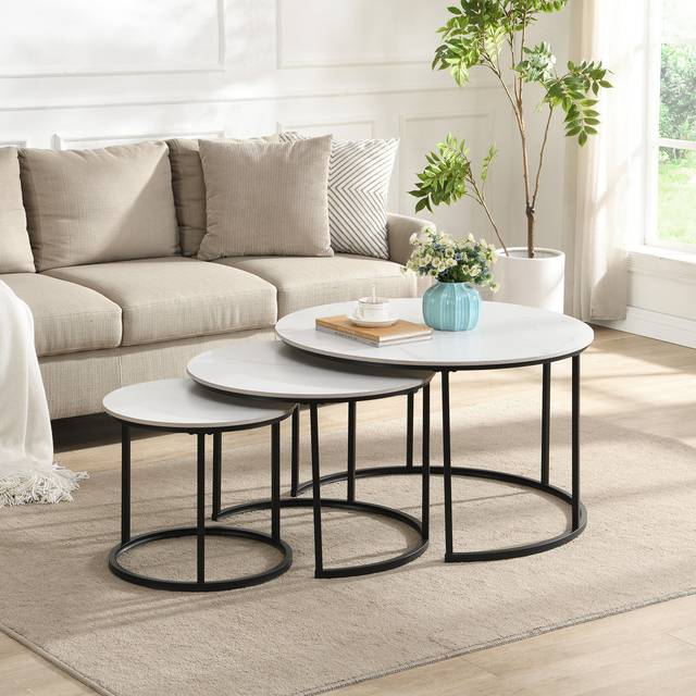 Orbis Nest of Tables - Set of 3 - White Marble Effect