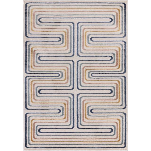 Deran Pulse Geo Cream/Multi Area Rug - Blue;Yellow (Rectangle 120 x 160 cm)