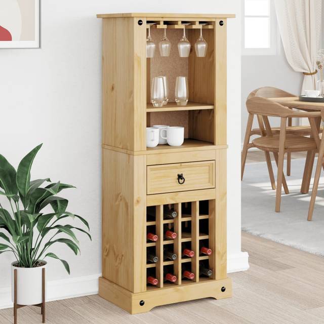 Fleur De Lis Living Wine Rack Corona 56X35x134.5 Cm Solid Wood Pine - Brown (134.5cm H X 35cm D X 56cm L)