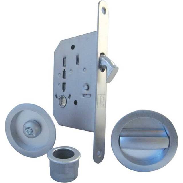 BATHROOM SLIDING DOOR KIT - Satin Chrome (16cm H X 1.6cm W X 7cm D)