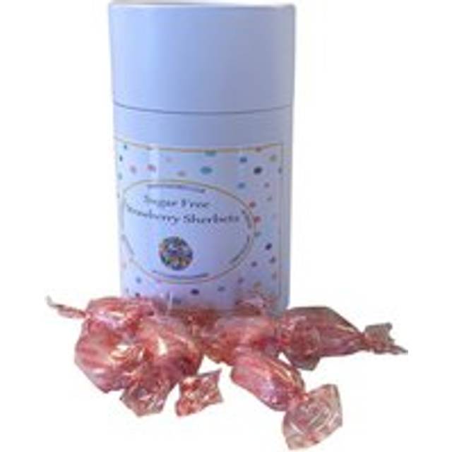 250g White Cardboard Tube of Sugar Free Strawberry Sherbets Sweets