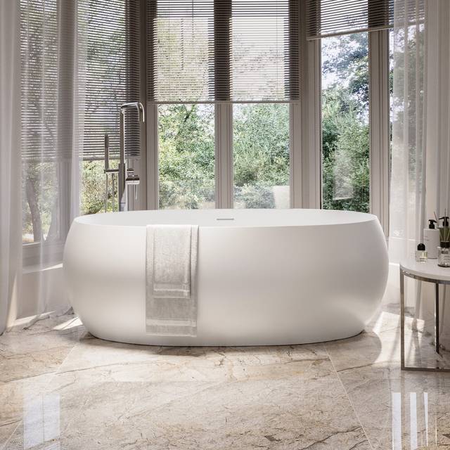 Matt White Freestanding Double Ended Bath 1700 x 825mm - Ana