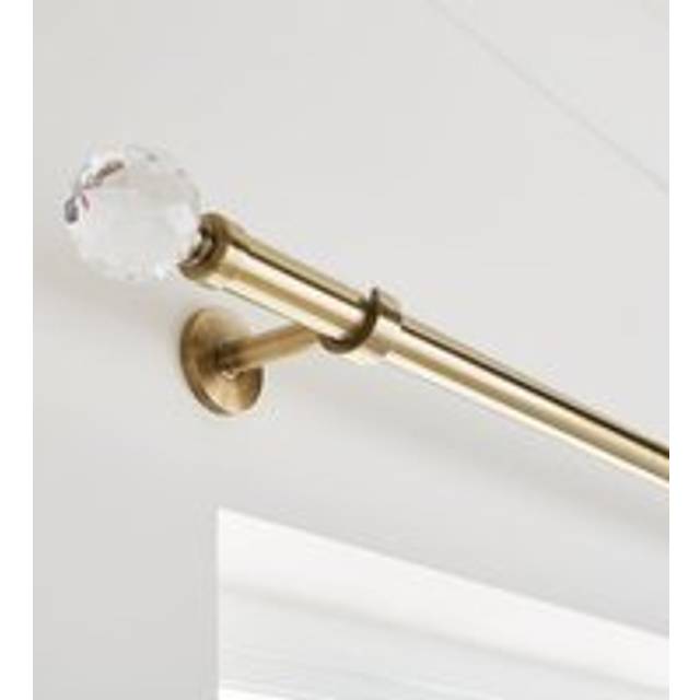 Faceted Ball Extendable Metal Eyelet Curtain Pole - Antique Brass