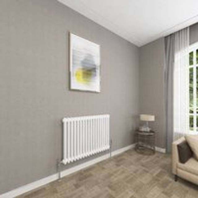 Sky Bathroom - 600x830mm 2 Column Horizontal White Traditional Radiator Central Heating Rads Cast Iron Style