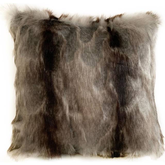 Plutus Brands PBSF1419-P-2036-DP Gray, Charcoal & Black Brandy Grey Fox Animal Faux Fur Luxury Throw Pillow - 20 x 36 in. King Size