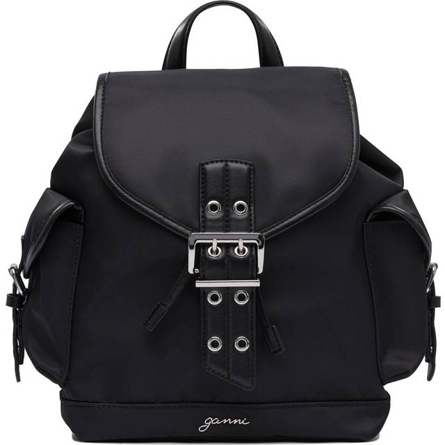 GANNI Black Small Bucky Nylon Backpack - 099 Black - UNI
