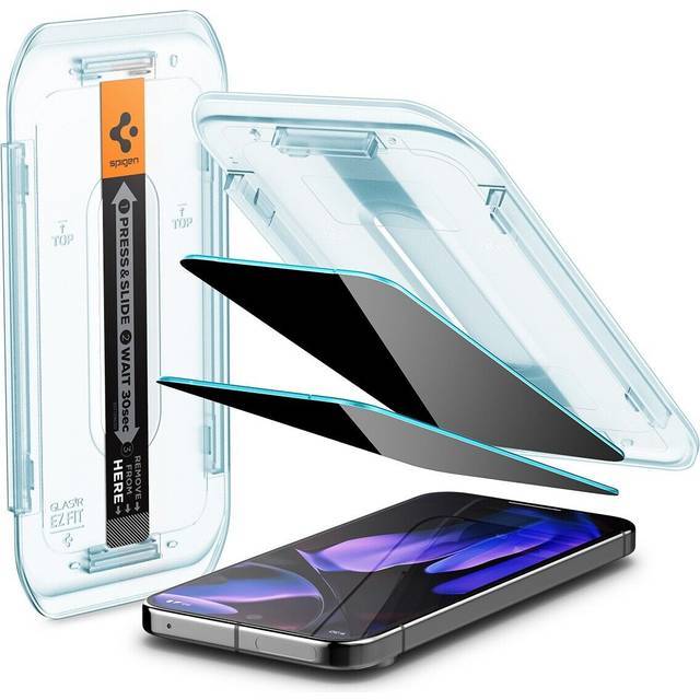 Spigen GLAS.tR EZ Fit, Google, Pixel 9 Pro XL, Ridseresistent, Sort, 2 stk