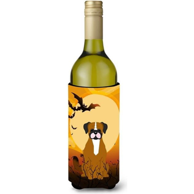 Caroline's Treasures BB4382LITERK Halloween Flashy Fawn Boxer Wine Bottle Beverage Insulator Hugger  750ml  Multicolor