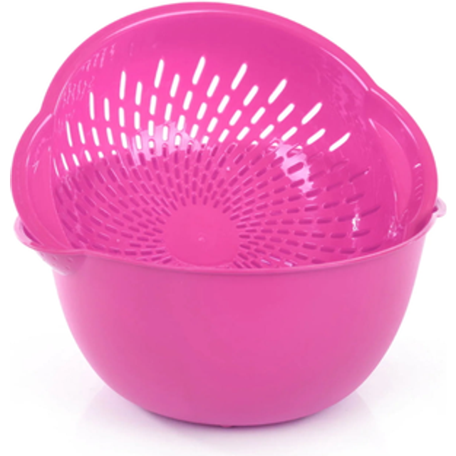 Mintra Home Mixing Bowl w/Colander (Large 4.5L  Purple) - For Washing & Draining Fruits And Vegetables - Heavy Duty Plastic for Baking  Cooking Suppli
