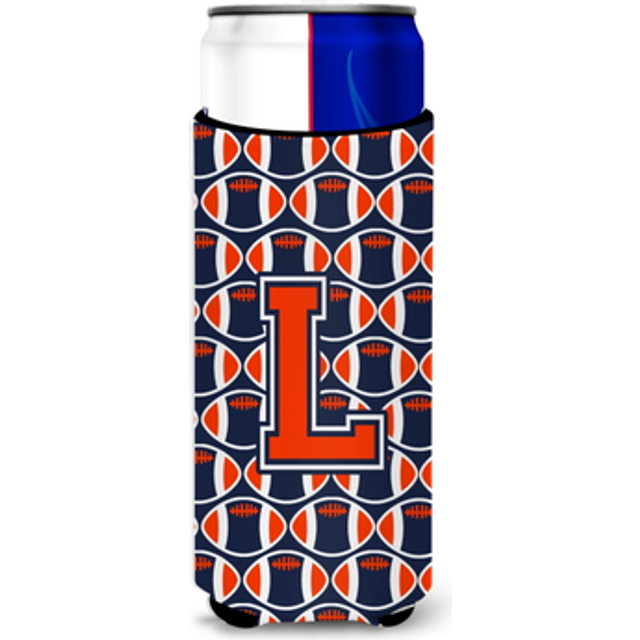 Letter L Football Green  Blue and Orange Ultra Beverage Insulators for slim cans CJ1083-LMUK