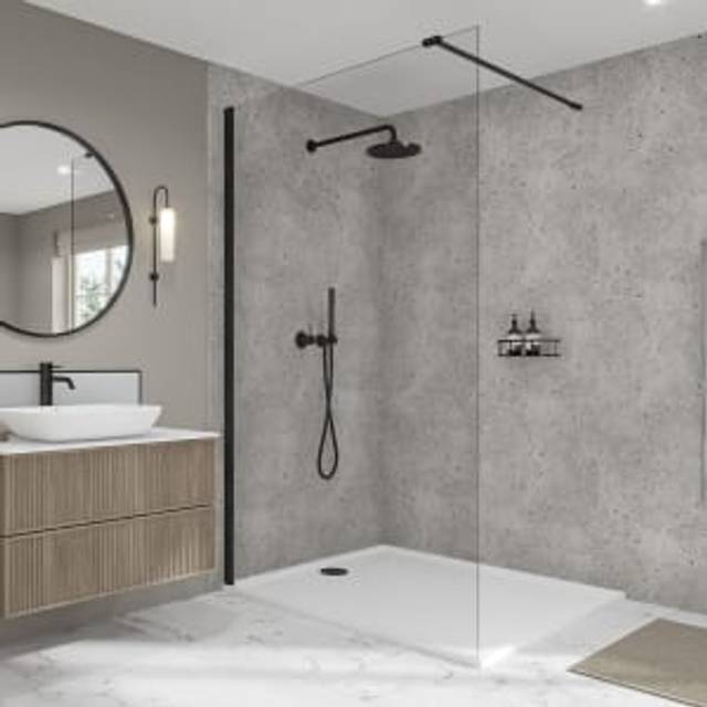 Wetwall Elite Pewter Terrazzo 2 Sided Shower Panel Kit - 1700 x 900mm