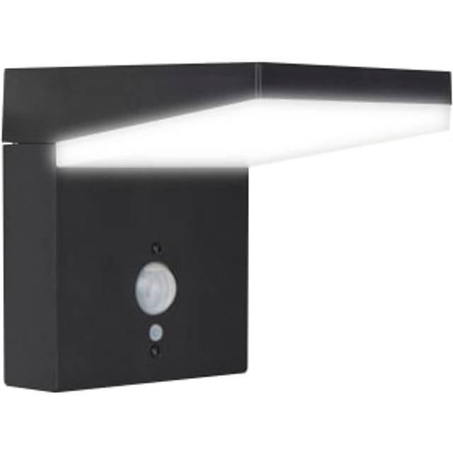 Luceco Aries Solar Wall Light & PIR Motion Sensor IP44 600lm 3000K, Black