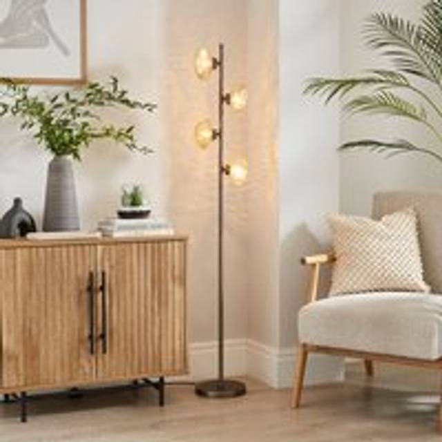 Lava Industrial 4 Light Floor Lamp - Gold