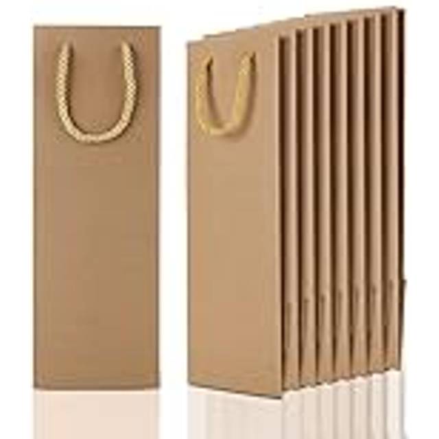 30 Pcs Bottle Gift Bags - Bulk Brown 750ml Kraft Paper Wine Bags for Christmas, Wedding, Party
