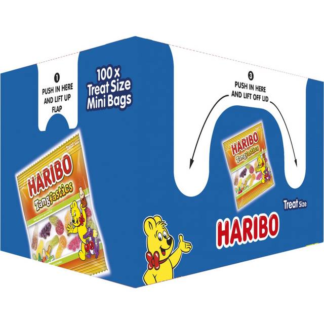 Haribo Tangfastics Sour Sweets Mini Bags, 16g x 100 packs