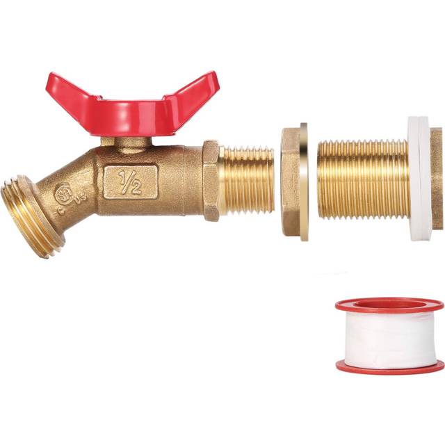 WADEO Brass Rain Barrel Quarter Turn Ball Valve Spigot with Bulkhead F