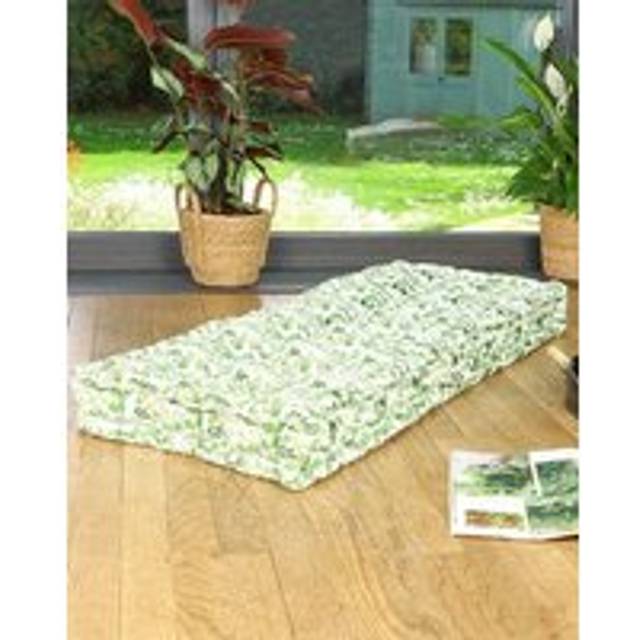 Vintage Green Leaf Print Cotton Indoor Hallway Furniture Bench Seat Pad Cushion (L)112cm x (W)44cm - Large