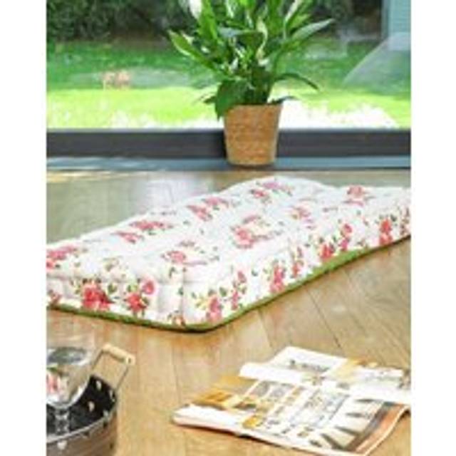 Vintage Style Pink Floral Indoor Hallway Furniture Bench Seat Pad (L)105cm x (W)42cm - Red - Large