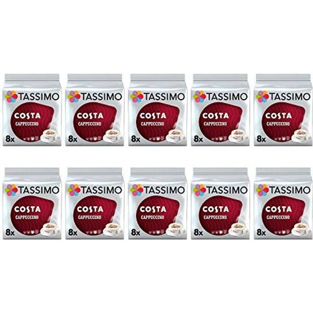 Tassimo Costa Cappuccino Coffee Pods - 10 Packs (80 Drinks)