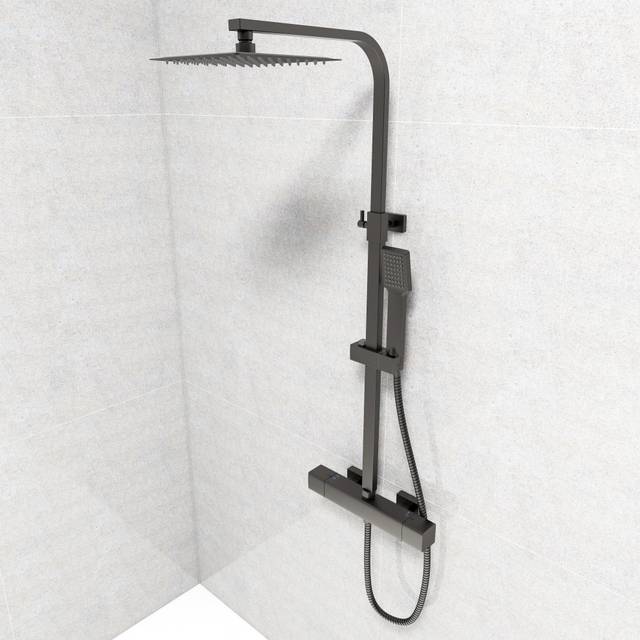 AICA Thermostatic Shower Mixer Matte Double Head Set