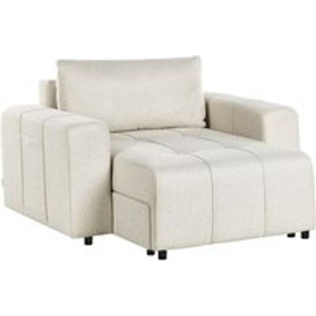 Beliani - Modern Symmetrical Chaise Lounge Fabric Upholstery Armrests Cushion Backrest Light Beige Innvik