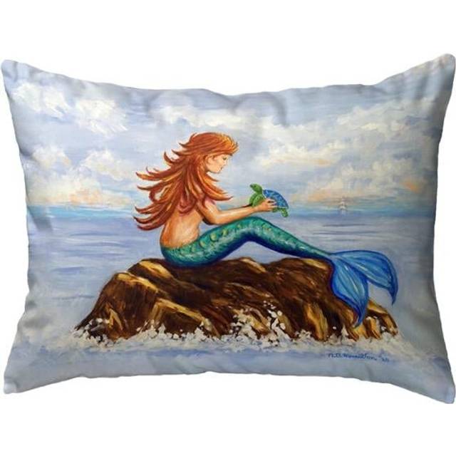 Betsy Drake KS1490 Mermaid & Sea Turtle Small Noncorded Pillow - 11 x 14 in.