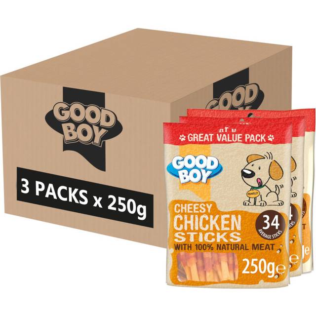 Cheesy Chicken Sticks - Natural Dog Treats - Low Fat - Rawhide Free Recipe - Bulk Box - 3 x 250g