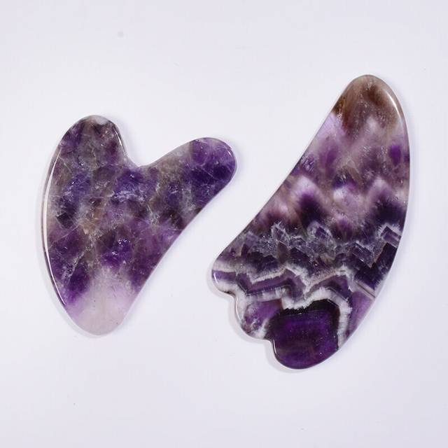 (a-multi) Amethyst Massager Natural Stone Facial Roller Gua Sha Tools Set SPA Acupuncture Scraping Crystal Body Face Health Care Massage