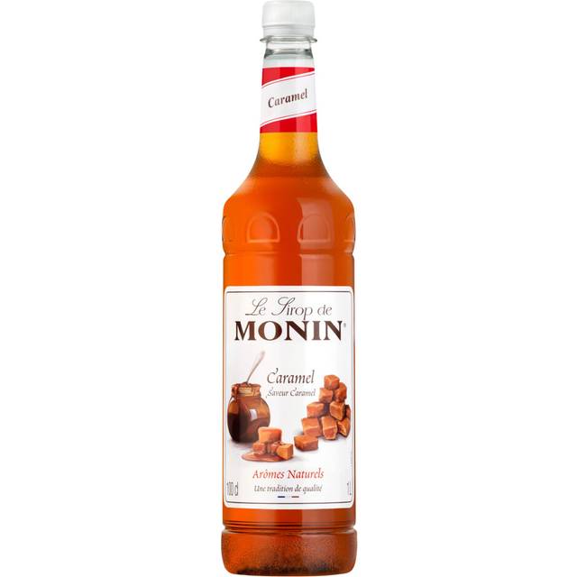 MONIN Premium Caramel Syrup 1L for Coffee and Cocktails. Vegan-Friendly, Allergen-Free, 100% Natural Flavours and Colourings