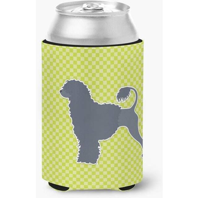 Portuguese Water Dog Checkerboard Green Can or Bottle Hugger