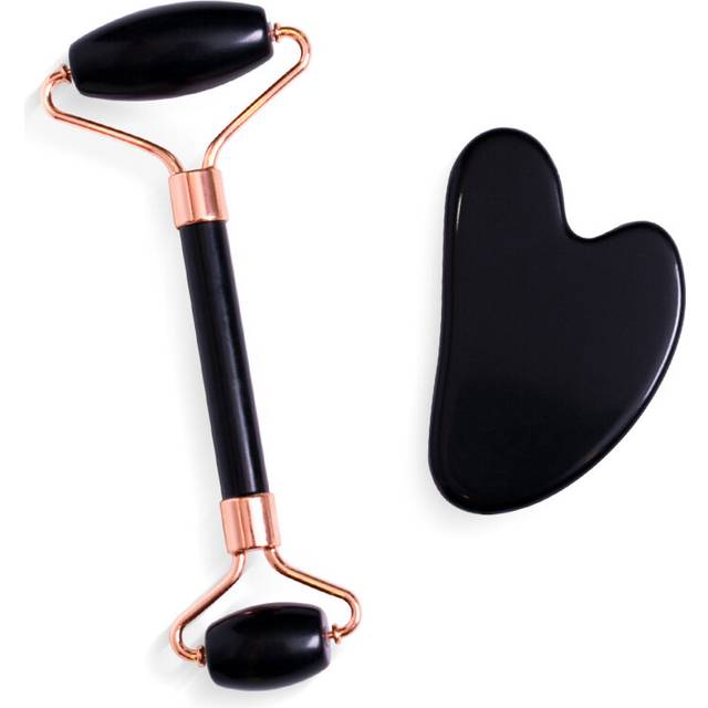 (a-Black) Guasha High Quality with Box Natural Stone Scraping Roller Massage Relaxes Muscle Tightens Contours Spa Facial Beauty Care Tools