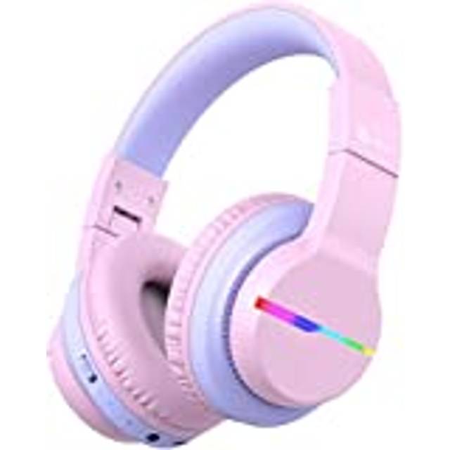 Bluetooth Kids Headphones, BTH12 Colorful LED Lights Kids Wireless Headphones Over Ear with 74/85/94dB Volume Limited, 55H Playtime, Bluetooth 5.2,