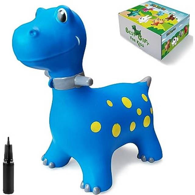 Dinosaur Bouncy Horse, Inflatable Bouncy Animals Hopper for Toddlers, Ride on Jumping Toys for Baby Girl or Boy Birthday Gift (blue)